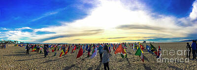 Celebrities Photos - Flags at Venice Beach World Peace Drum Circle by Julian Starks