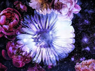 Glass Of Water - Floral Fantasy by Debra Lynch