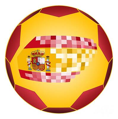 Football Digital Art - Football ball with Spanish flag by Michal Boubin
