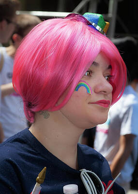 College Town - Gay Pride Parade NYC 2016 Pink Wig by Robert Ullmann