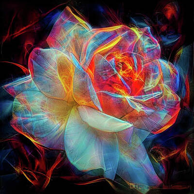 Best Sellers - Roses Mixed Media Royalty Free Images - Glowing Rose Royalty-Free Image by Lilia S