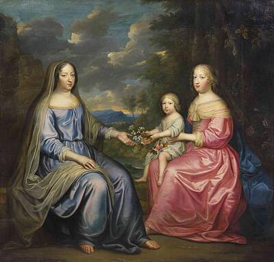 Vine Ripened Tomatoes - Group portrait of Anne of Austria by Charles Beaubrun