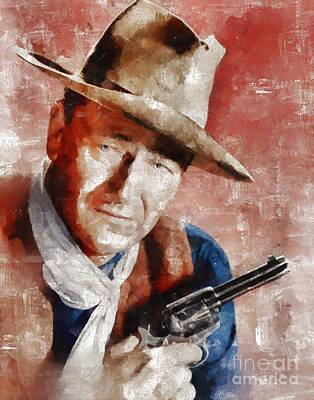Recently Sold - Actors Rights Managed Images - John Wayne Hollywood Actor Royalty-Free Image by Esoterica Art Agency