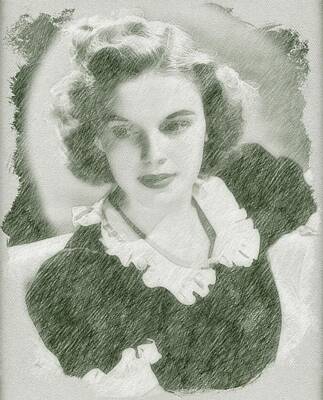 Musicians Drawings Royalty Free Images - Judy Garland by John Springfield Royalty-Free Image by Esoterica Art Agency