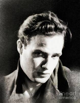 Actors Paintings - Marlon Brando, Vintage Actor by Esoterica Art Agency