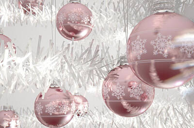 Roses Royalty-Free and Rights-Managed Images - Rose Gold Christmas Baubels by Allan Swart