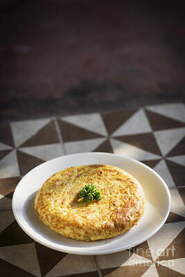 Lucky Shamrocks - Spanish Tortilla Traditional Omelet On Rustic Tiles by JM Travel Photography