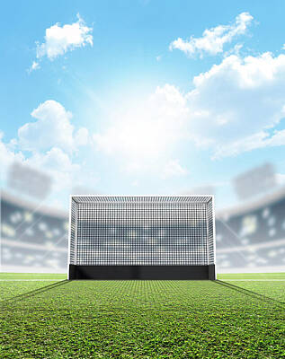 Sports Royalty-Free and Rights-Managed Images - Sports Stadium And Hockey Goals by Allan Swart