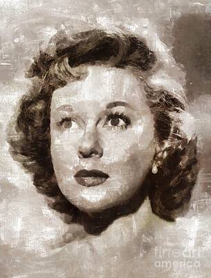Musicians Paintings - Susan Hayward, Vintage Hollywood Actress by Esoterica Art Agency