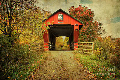 Zen Garden - Tare, Creek  Covered Bridge # 35-28-02 Geauga County Ohio. by Robert Gardner