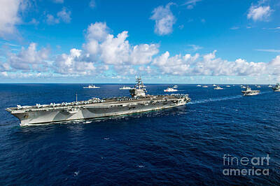 Politicians Paintings - USS Ronald Reagan by Celestial Images