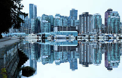 Nighttime Street Photography Rights Managed Images - Vancouver Skyline Canada Royalty-Free Image by Mark Duffy