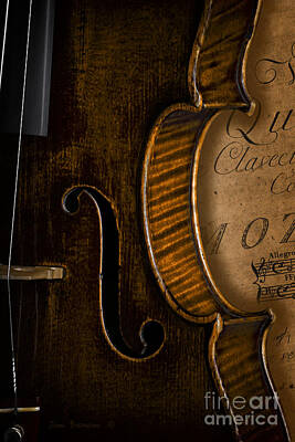 Music Photos - Vintage Violin With Antique Mozart Sheet Music by Lone Palm Studio