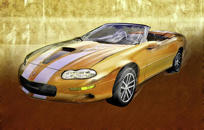 Whimsical Animal Illustrations - 2002 4th Generation Camaro Convertible by Chas Sinklier