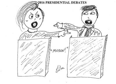 Comics Drawings - 2016 Presidential Debates by Aaron LeDuc
