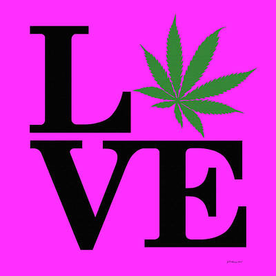 Blue Hues - Marijuana Leaf Love Sign by Gregory Murray