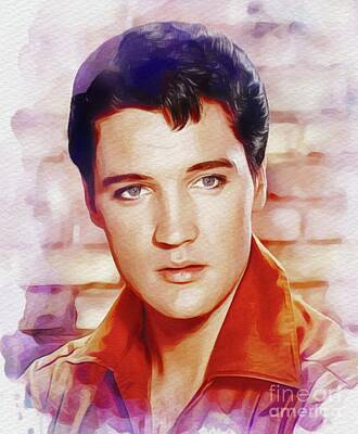 Music Paintings - Elvis Presley, Rock and Roll Legend by Esoterica Art Agency