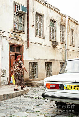 Vintage Chevrolet - Baku City Old Town Street In Azerbaijan by JM Travel Photography