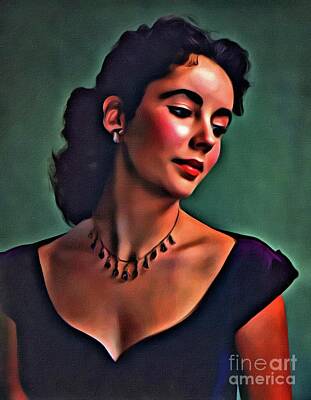 Actors Digital Art - Elizabeth Taylor, Vintage Hollywood Legend by Mary Bassett by Esoterica Art Agency