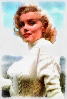 Actors Rights Managed Images - Marilyn Monroe Vintage Hollywood Actress Royalty-Free Image by Esoterica Art Agency