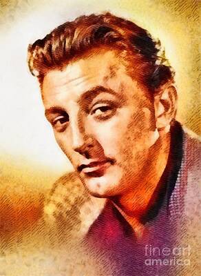 Actors Paintings - Robert Mitchum, Vintage Hollywood Actor by Esoterica Art Agency