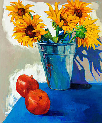 Sunflowers Paintings - Sunflowers  by Boyan Dimitrov