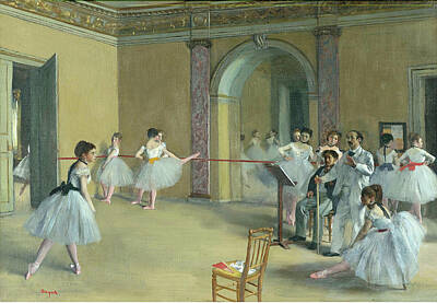 Delicate Orchids - The Dance Foyer at the Opera on the rue Le Peletier by Edgar Degas
