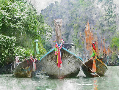 Truck Art Rights Managed Images - Traditional Long Boat in Thailand Royalty-Free Image by Brandon Bourdages