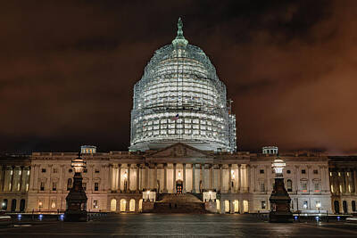 City Scenes Royalty-Free and Rights-Managed Images - US Capitol Building at Night by Cityscape Photography