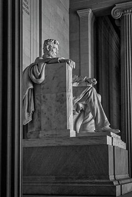 Politicians Photo Royalty Free Images - 3489- Lincoln Memorial Black and White Royalty-Free Image by David Lange