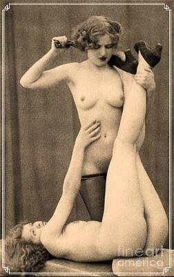 Nudes Digital Art - Digital Ode to Vintage Nude by MB by Esoterica Art Agency