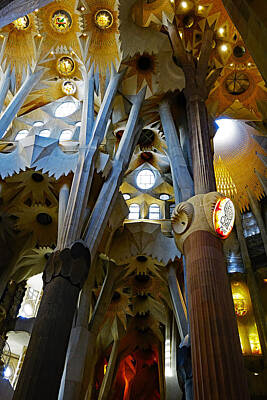 Not Your Everyday Rainbow Rights Managed Images - Artistic Achitecture Within The Sagrada Familia In Barcelona Royalty-Free Image by Rick Rosenshein