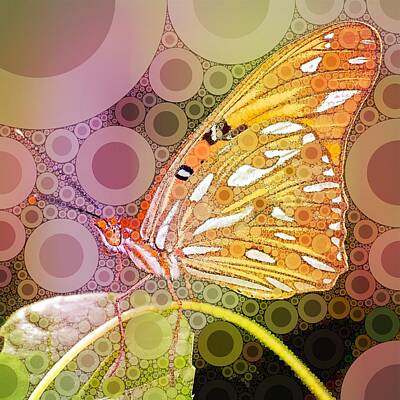 Animals Digital Art Rights Managed Images - Bubble Art Butterfly Royalty-Free Image by Esoterica Art Agency
