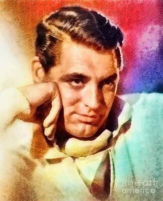 Actors Paintings - Cary Grant, Vintage Hollywood Actor by Esoterica Art Agency