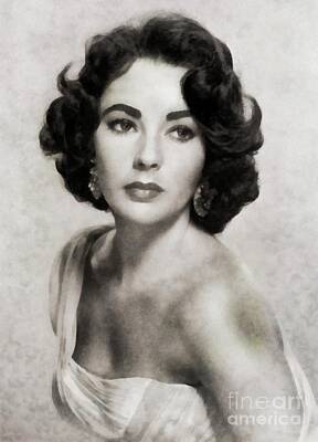 Actors Rights Managed Images - Elizabeth Taylor, Vintage Actress by JS Royalty-Free Image by Esoterica Art Agency