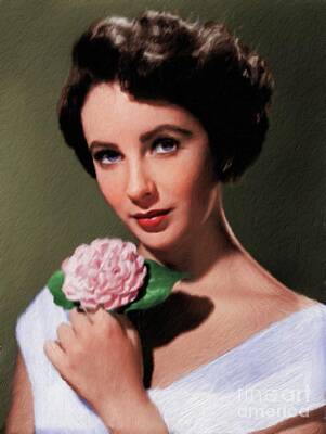 Actors Rights Managed Images - Elizabeth Taylor, Vintage Actress Royalty-Free Image by Esoterica Art Agency