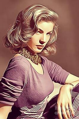 Actors Digital Art - Lauren Bacall, Vintage Actress by Esoterica Art Agency