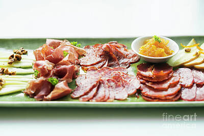 Staff Picks Rosemary Obrien Rights Managed Images - Spanish Serrano Ham Chorizo Sausage And Cheese Tapas Platter Royalty-Free Image by JM Travel Photography