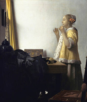 Purely Purple - Young Woman With A Pearl Necklace by Johannes Vermeer