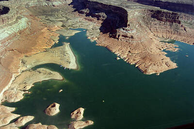 Watercolor City Skylines - Aerial View of Lake Powell by Carl Purcell