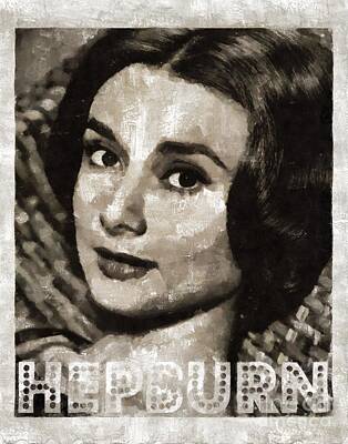 Actors Royalty-Free and Rights-Managed Images - Audrey Hepburn Hollywood Actress by Esoterica Art Agency