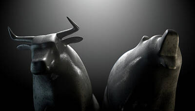 Mammals Digital Art - Bull Versus Bear by Allan Swart