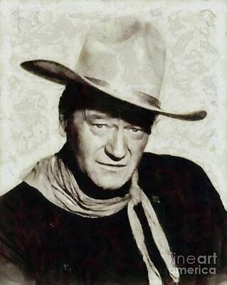 Musicians Paintings - John Wayne Hollywood Actor by Esoterica Art Agency
