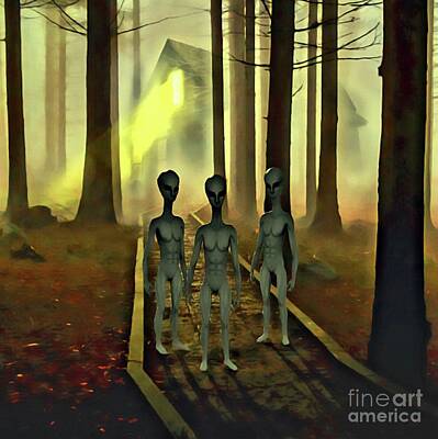Science Fiction Digital Art - They Come in Peace by Esoterica Art Agency