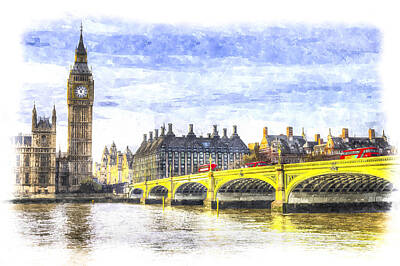 Hollywood Style - Westminster Bridge and Big Ben Art by David Pyatt