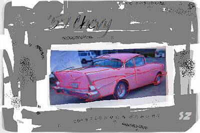 Movies Star Paintings Royalty Free Images - 57 Chevy Royalty-Free Image by Samuel Zylstra