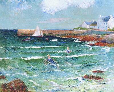 Temples - Bathing in the Sea at Lomener by Henri Moret