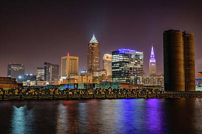 City Scenes Royalty-Free and Rights-Managed Images - Cleveland Skyline at Night by Cityscape Photography