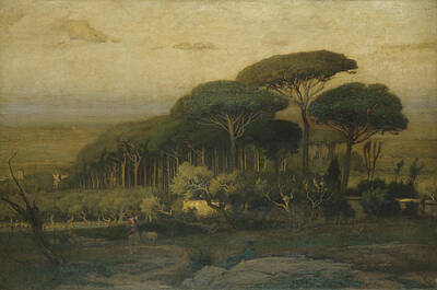 Angels And Cherubs Royalty Free Images - Pine Grove of the Barberini Villa Royalty-Free Image by George Inness