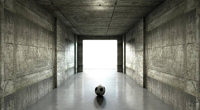 Sports Royalty-Free and Rights-Managed Images - Soccer Ball Sports Stadium Tunnel by Allan Swart